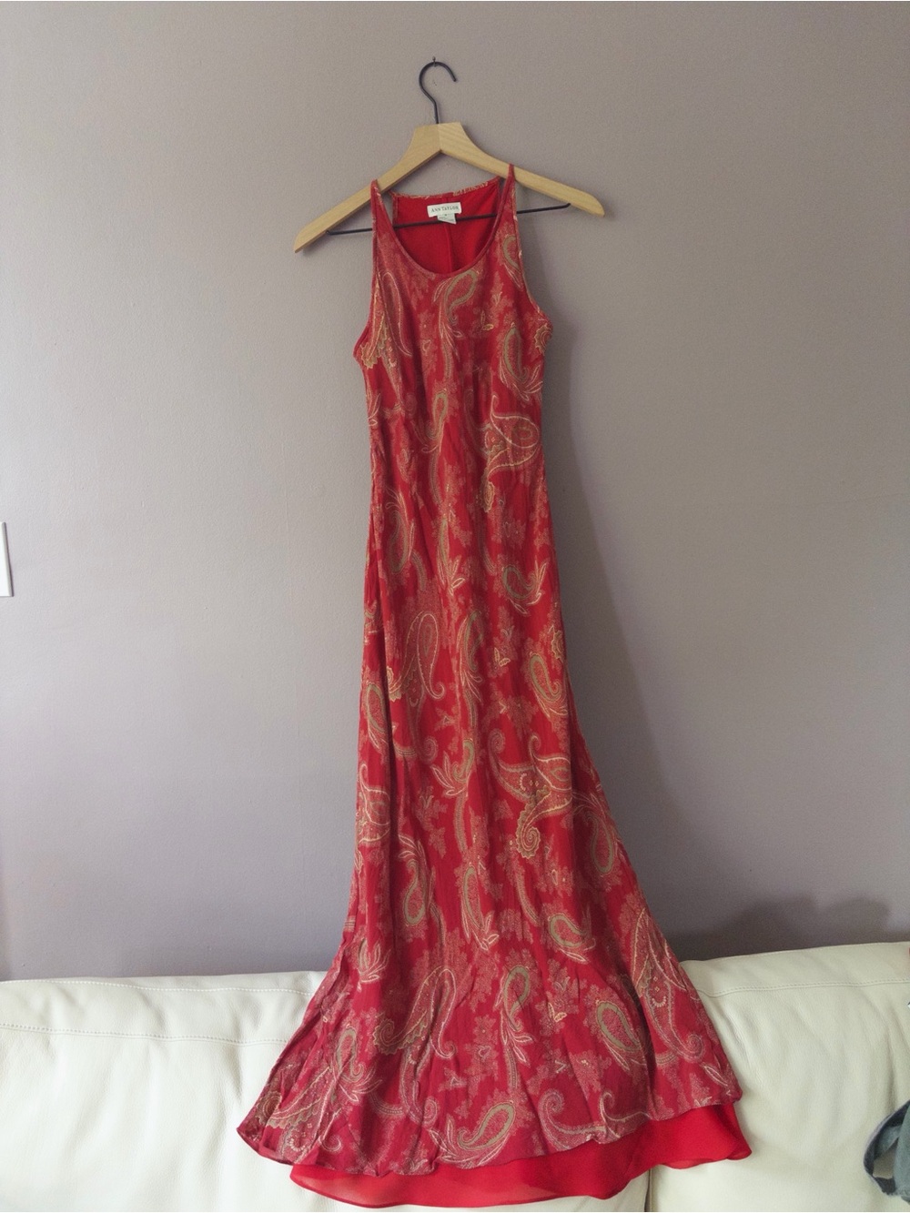 Ann Taylor Red Silk Maxi Dress